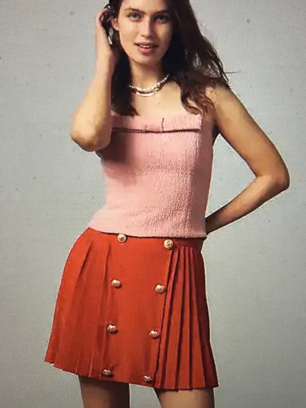 Hutch Pleated  Salsa Red Mini Skirt